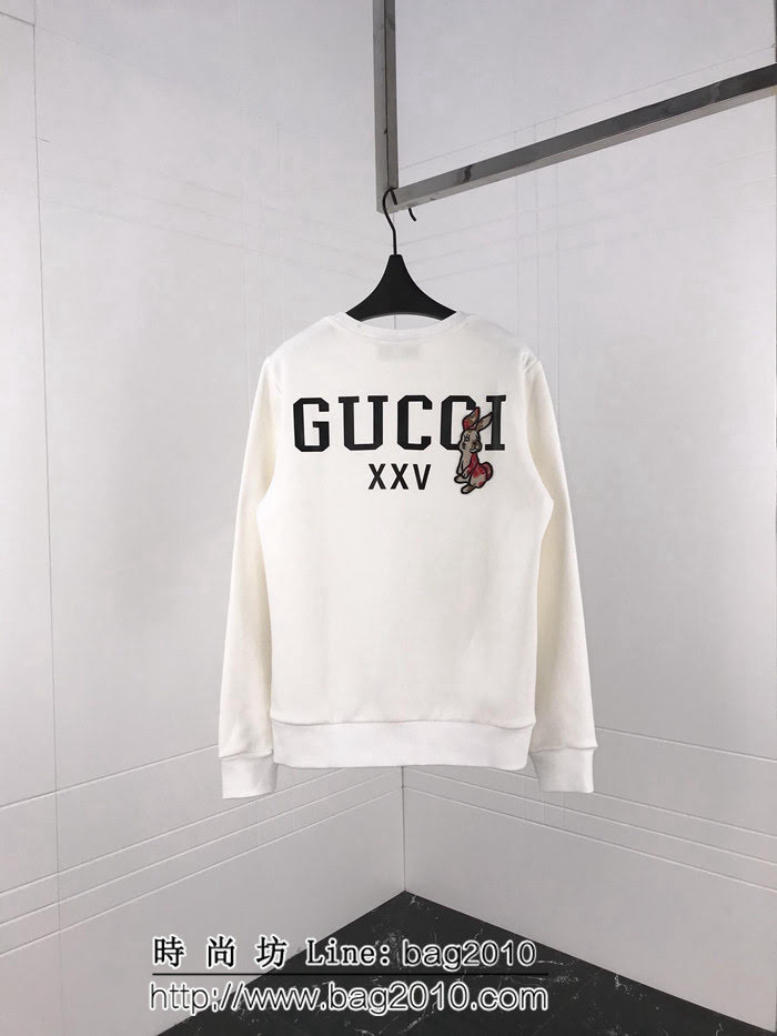 Gucci古奇 18ss秋冬新款衛衣 背後印花 兔子裝飾圖案 定制純棉加絨面料 高版本男女同款 ydi2052